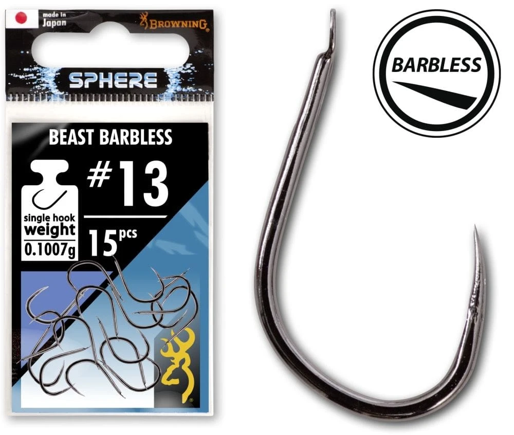Browning Sphere Beast Barbless Hook With Spade (15 Pieces) 3 Browning Sphere Beast Barbless Hook With Spade (15 Pieces)