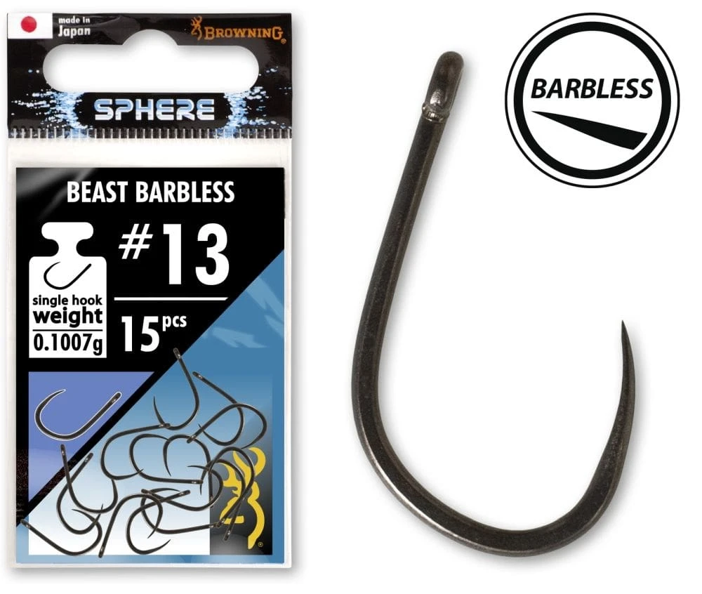 Browning Sphere Beast Barbless Hook With Eye (15 Pieces) 3 Browning Sphere Beast Barbless Hook With Eye (15 Pieces)